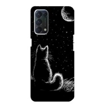 Чехол с принтом для Oppo F19 (AlphaPrint) Модные коты (Котик и луна)