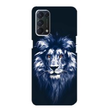 Чехол со Львом для Oppo F19 (VPrint) (Синий Лев)