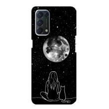Чехол с рисунком кот на Oppo F19 (Девушка с котом)