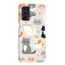 Чехол с рисунком кот на Oppo F19 (Коллаж котов)