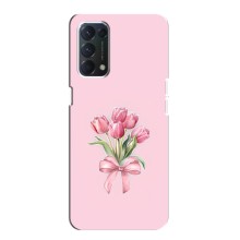 Чехол с розовым рисунком для Oppo F19 (Букет цветов)
