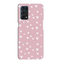 Чехол с розовым рисунком для Oppo F19 (Сердечки на розовом)