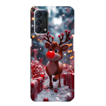 Яркий чехол для Oppo F19 с Зимними Оленятами – Олень среди подарков