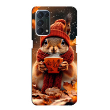 Печатный чехол «Зверята с кофе» для Oppo F19 – Белка с кофе