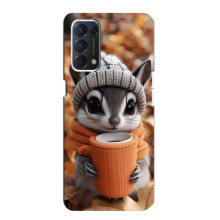 Печатный чехол «Зверята с кофе» для Oppo F19