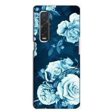 Чехлы (ART) Цветы на Oppo Find X2 (VPrint) (Голубые Бутоны)