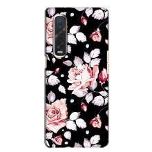 Чехлы с Цветами для Oppo Find X2 (VPrint) (Цветочки на черном)