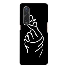 Чехлы (Знак сердечка) на Oppo Find X2 – Сердце на черном