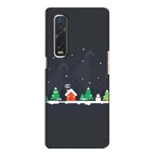 Силиконовый бампер на рождество для Oppo Find X2 (Город зимний)