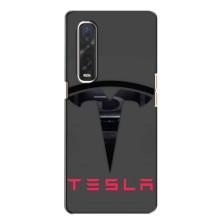 Силиконовый бампер с картинкой машины на Oppo Find X2 – Logo TESLA