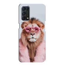 Чехол с принтом стильные животные для Оппо Финд х3 Лайт – Лев в очках