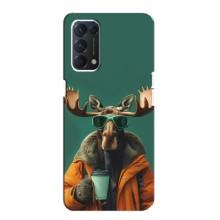 Чехол с принтом стильные животные для Оппо Финд х3 Лайт – Лось с кофе