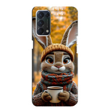 Печатный чехол «Зверята с кофе» для Oppo Find X3 Lite – Зайчик с кофе