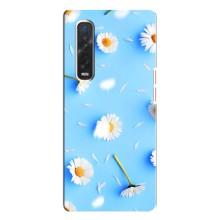 Чехол с Цветами для Oppo Find X3 Pro (ромашки на голубом)