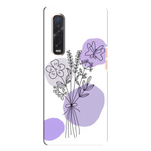 Силиконовый чехол с принтом в цветах на Oppo Find X3 Pro – Фиолетовый букет