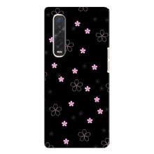 Чехол с розовым рисунком для Oppo Find X3 Pro – Розовые цветы на черном