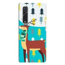 Силиконовый бампер с картинкой животных для Oppo Find X3 Pro (Олень с шарфом)