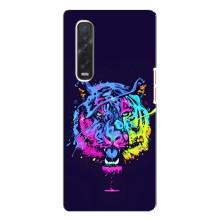 Силиконовый бампер с картинкой животных для Oppo Find X3 Pro (Тигр-Арт)