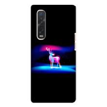 Силиконовый бампер с картинкой животных для Oppo Find X3 Pro (Яркий олень)