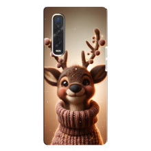 Яскравий чохол для Oppo Find X3 Pro з Зимові Оленята (Олень в светрі)