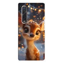 Яскравий чохол для Oppo Find X3 Pro з Зимові Оленята (Оленятко серед герлянд)