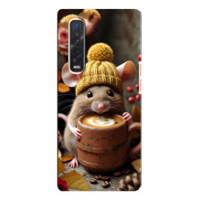 Печатный чехол «Зверята с кофе» для Oppo Find X3 Pro – Медведь с кофе