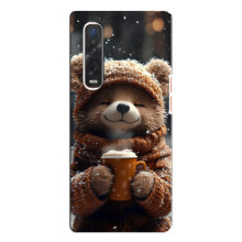 Печатный чехол «Зверята с кофе» для Oppo Find X3 Pro – Мишка с кофе