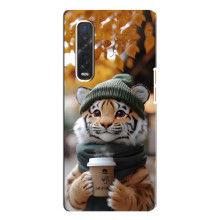 Печатный чехол «Зверята с кофе» для Oppo Find X3 Pro – Тигр с кофе
