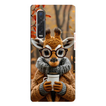 Печатный чехол «Зверята с кофе» для Oppo Find X3 Pro – Жираф с кофе