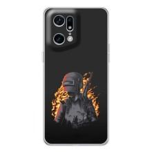 Силиконовый чехол с картинкой "Герой Pubg" на OPPO Find X5 Pro – В огне