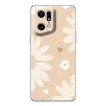 Чехол с цветочным принтом на Find X5 Pro – Бежевые цветы
