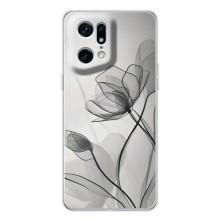 Чехол с цветочным принтом на Find X5 Pro – Черные цветы