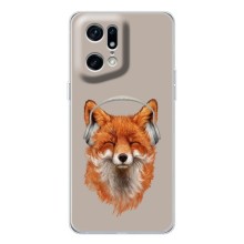 Чехол с принтом лисички на Find X5 Pro (Лиса в наушниках)