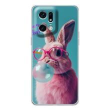 Чехол с принтом стильные животные для Find X5 Pro – Кролик в очках