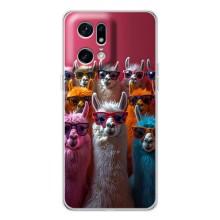 Чехол с принтом стильные животные для Find X5 Pro – Ламы в очках
