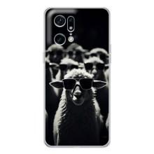 Чехол с принтом стильные животные для Find X5 Pro – Овечка в очках