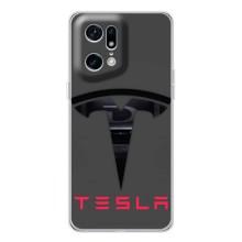 Силиконовый бампер с картинкой машины на OPPO Find X5 Pro – Logo TESLA