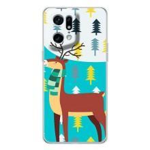 Силиконовый бампер с картинкой животных для OPPO Find X5 Pro (Олень с шарфом)