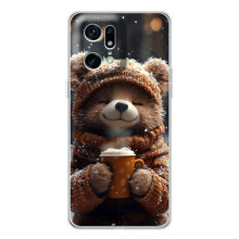 Печатный чехол «Зверята с кофе» для OPPO Find X5 Pro – Мишка с кофе
