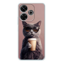Чохол з принтом стильні тварини для ОППО К13 Турбо (Кіт з кавою)