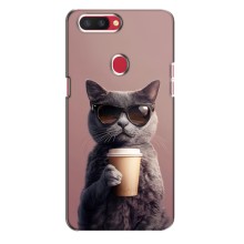 Чехол с принтом стильные животные для Оппо Рено Р11с (Кот с кофе)