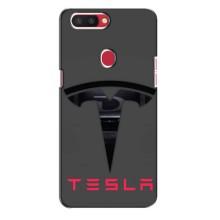 Силиконовый бампер с картинкой машины на Oppo R11s (Logo TESLA)