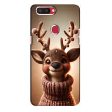 Яркий чехол для Oppo R11s с Зимними Оленятами – Олень в свитере