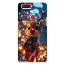Яркий чехол для Oppo R11s с Зимними Оленятами – Олень в шарфе