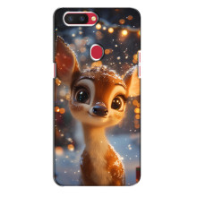 Яркий чехол для Oppo R11s с Зимними Оленятами – Оленёнок среди гирлянд