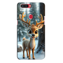 Яркий чехол для Oppo R11s с Зимними Оленятами – Оленёнок в лесу
