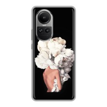 Чехлы (ART) Цветы на Oppo Reno 10 Pro (VPrint) (Белые цветы)