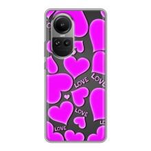 Чехлы для любимой на OPPO Reno 10 Про (VPrint) (Pink hearts)