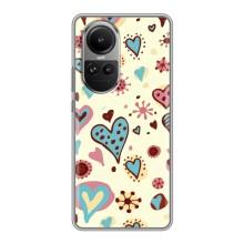 Чехлы для любимой на OPPO Reno 10 Про (VPrint) (Сердечки)
