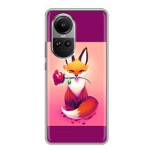 Чехлы с картинкой Лисички для Oppo Reno 10 Pro (VPrint) (Лисичка с розочкой)
